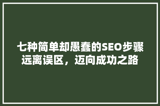 七种简单却愚蠢的SEO步骤远离误区，迈向成功之路