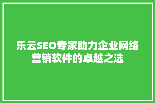 乐云SEO专家助力企业网络营销软件的卓越之选