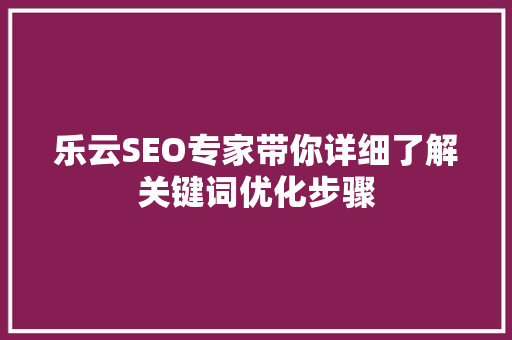 乐云SEO专家带你详细了解关键词优化步骤