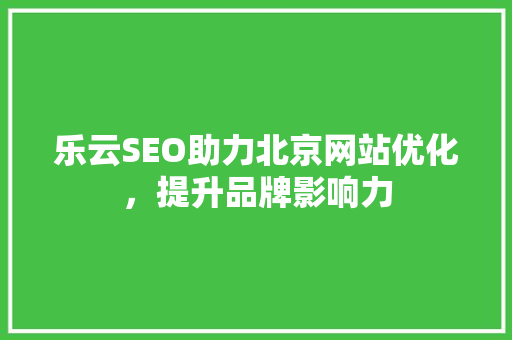 乐云SEO助力北京网站优化，提升品牌影响力