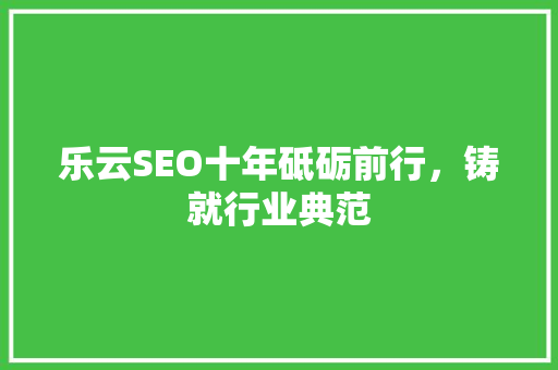 乐云SEO十年砥砺前行，铸就行业典范