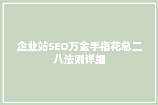 企业站SEO万金手指花总二八法则详细