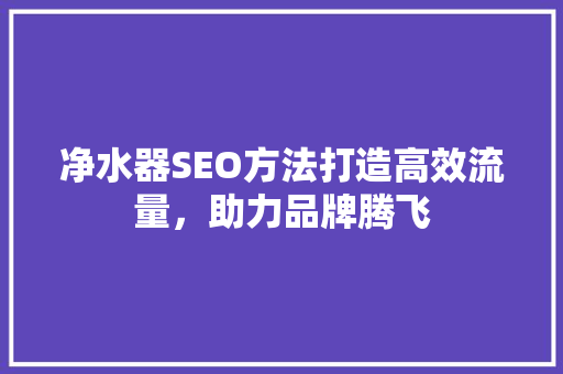 净水器SEO方法打造高效流量，助力品牌腾飞  第1张