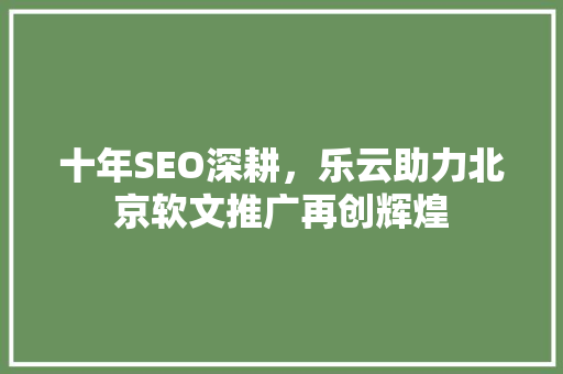 十年SEO深耕，乐云助力北京软文推广再创辉煌