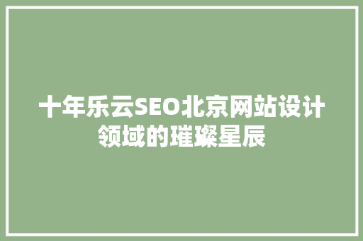 十年乐云SEO北京网站设计领域的璀璨星辰