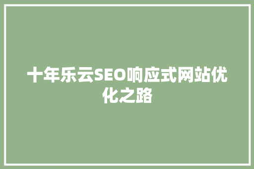 十年乐云SEO响应式网站优化之路