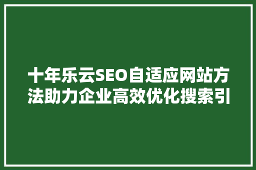 十年乐云SEO自适应网站方法助力企业高效优化搜索引擎排名
