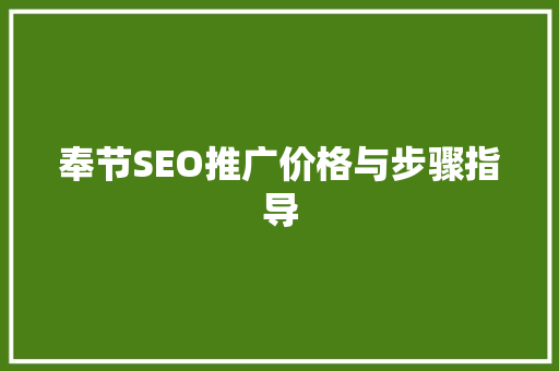 奉节SEO推广价格与步骤指导