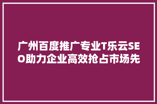 广州百度推广专业T乐云SEO助力企业高效抢占市场先机