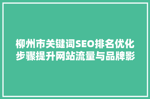 柳州市关键词SEO排名优化步骤提升网站流量与品牌影响力的方法