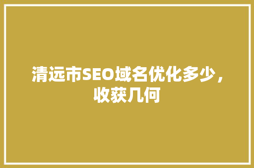 清远市SEO域名优化多少，收获几何