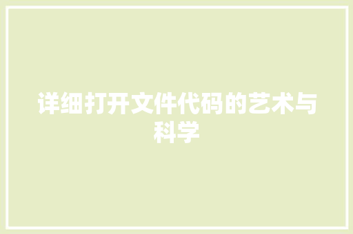 详细打开文件代码的艺术与科学