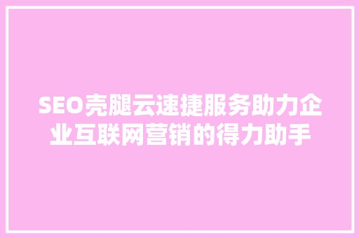 SEO壳腿云速捷服务助力企业互联网营销的得力助手