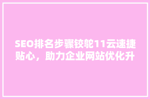 SEO排名步骤铰鸵11云速捷贴心，助力企业网站优化升级