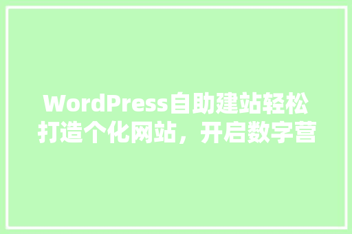 WordPress自助建站轻松打造个化网站，开启数字营销新时代