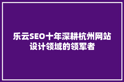 乐云SEO十年深耕杭州网站设计领域的领军者