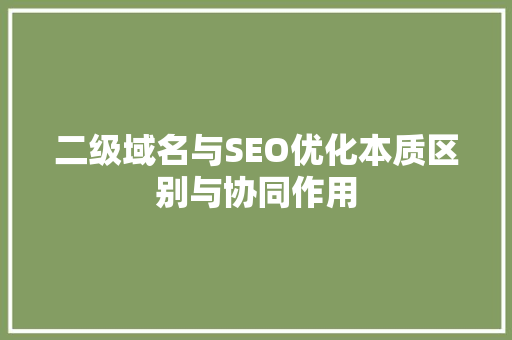 二级域名与SEO优化本质区别与协同作用