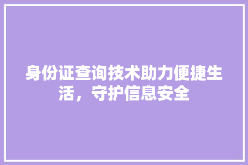 身份证查询技术助力便捷生活，守护信息安全