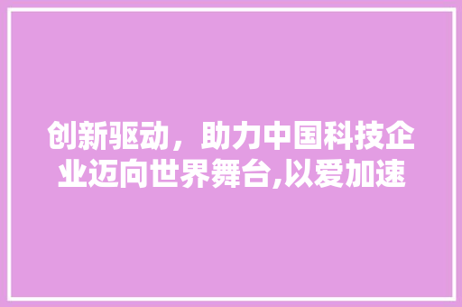 创新驱动，助力中国科技企业迈向世界舞台,以爱加速为例的IP成长之路
