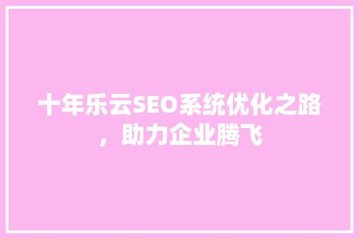 十年乐云SEO系统优化之路，助力企业腾飞