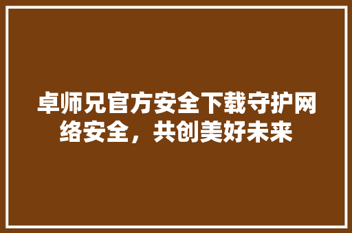 卓师兄官方安全下载守护网络安全，共创美好未来