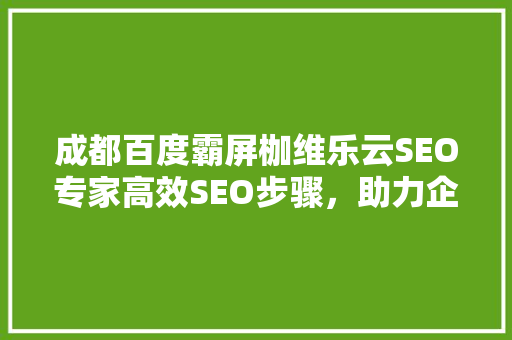 成都百度霸屏枷维乐云SEO专家高效SEO步骤，助力企业腾飞  第1张