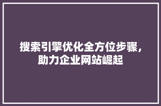 搜索引擎优化全方位步骤，助力企业网站崛起