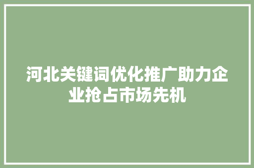 河北关键词优化推广助力企业抢占市场先机