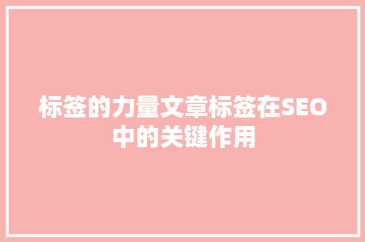 标签的力量文章标签在SEO中的关键作用