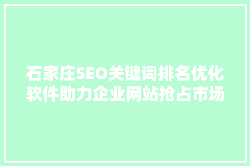 石家庄SEO关键词排名优化软件助力企业网站抢占市场先机