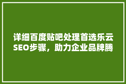 详细百度贴吧处理首选乐云SEO步骤，助力企业品牌腾飞