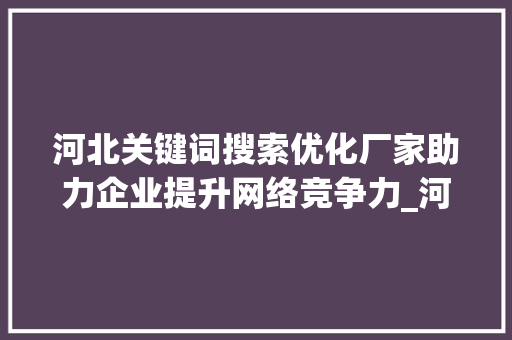 河北关键词搜索优化厂家助力企业提升网络竞争力_河北关键词搜索优化厂家  第1张