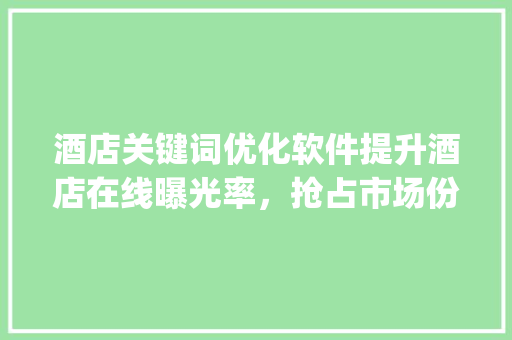酒店关键词优化软件提升酒店在线曝光率，抢占市场份额_宣传酒店关键词优化软件