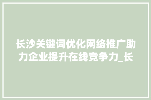 长沙关键词优化网络推广助力企业提升在线竞争力_长沙关键词优化网络推广  第1张