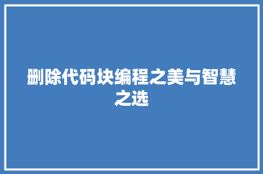 删除代码块编程之美与智慧之选