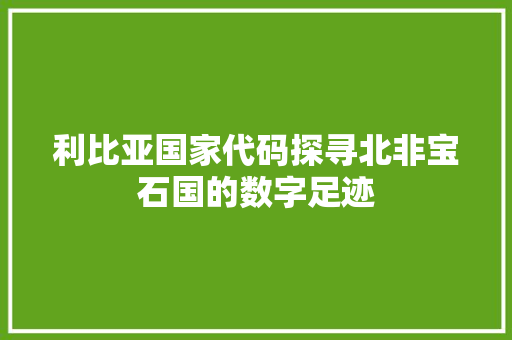 利比亚国家代码探寻北非宝石国的数字足迹