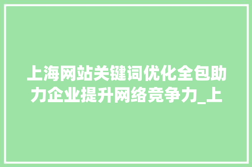 上海网站关键词优化全包助力企业提升网络竞争力_上海网站关键词优化全包