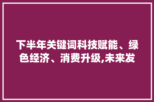 下半年关键词科技赋能、绿色经济、消费升级,未来发展趋势洞察_下半年核心关键词优化