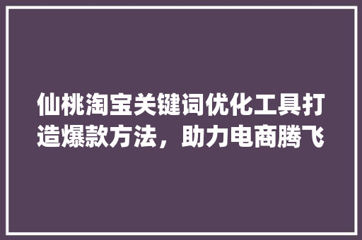 仙桃淘宝关键词优化工具打造爆款方法，助力电商腾飞_仙桃淘宝关键词优化工具