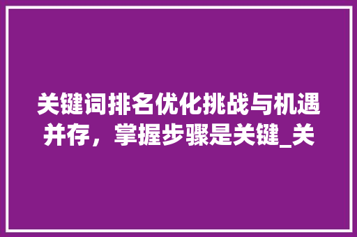 关键词排名优化挑战与机遇并存，掌握步骤是关键_关键词排名优化难吗