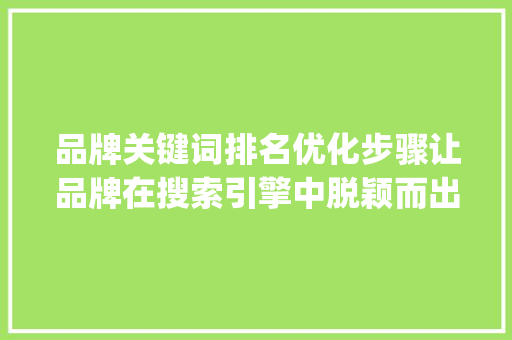 品牌关键词排名优化步骤让品牌在搜索引擎中脱颖而出_品牌分析关键词排名优化