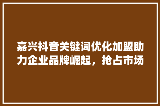 嘉兴抖音关键词优化加盟助力企业品牌崛起，抢占市场先机_嘉兴抖音关键词优化加盟