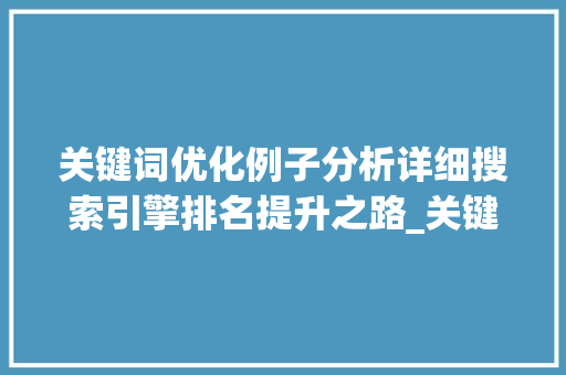 关键词优化例子分析详细搜索引擎排名提升之路_关键词优化例子分析