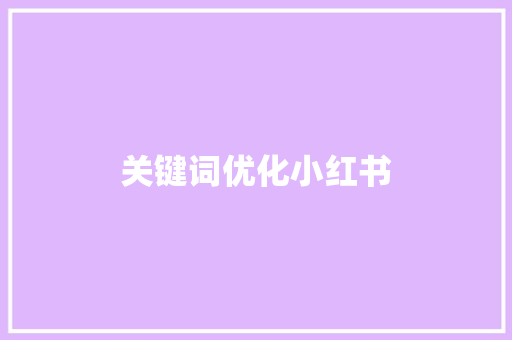 关键词优化小红书