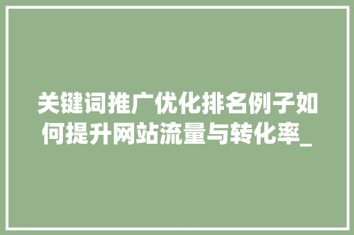 关键词推广优化排名例子如何提升网站流量与转化率_关键词推广优化排名例子