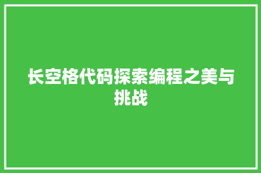 长空格代码探索编程之美与挑战