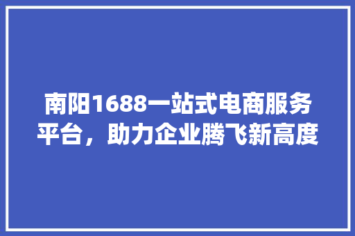 南阳1688一站式电商服务平台，助力企业腾飞新高度_南阳1688关键词优化