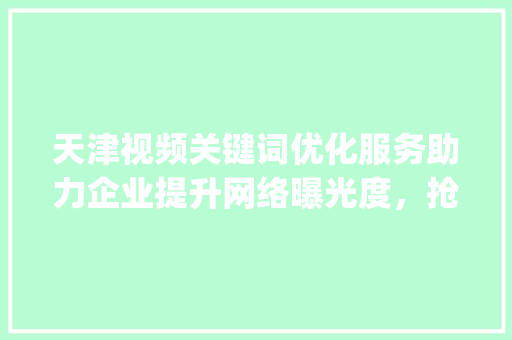 天津视频关键词优化服务助力企业提升网络曝光度，抢占市场先机_天津视频关键词优化服务