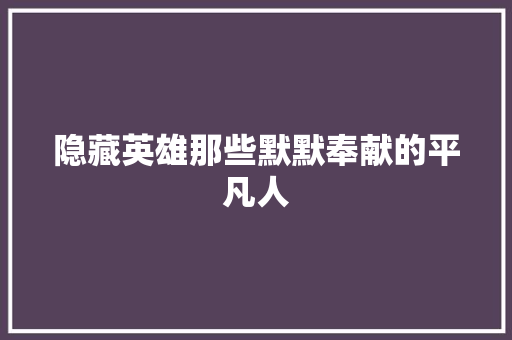 隐藏英雄那些默默奉献的平凡人