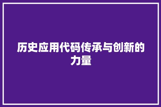 历史应用代码传承与创新的力量